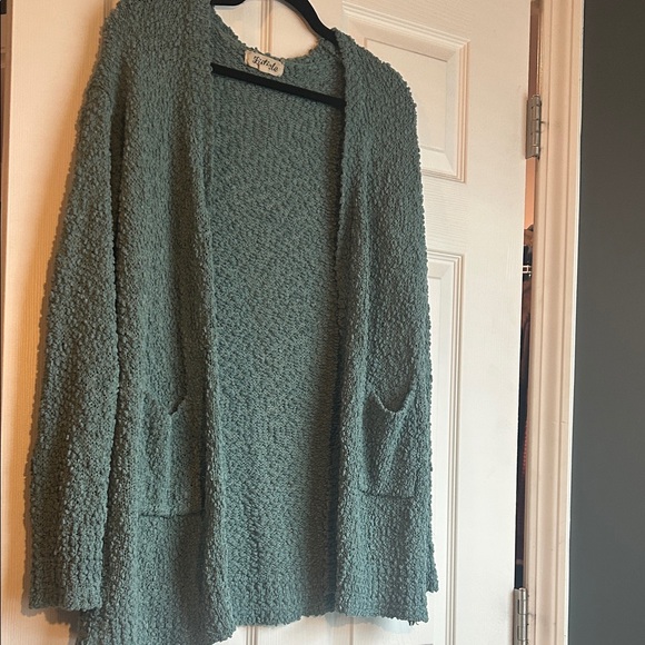 Cozy Aqua Green Textured Women's Sweater - Picture 7 of 13